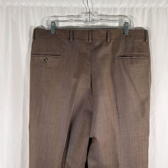 Jos A Banks Executive Collection Pants Men's 36R Brown 100% Wool Pleated - Picture 7 of 8